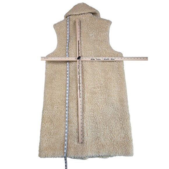 Banana Republic Cora Sherpa Vest M/L Beige Double-Breasted Wool Boho - Picture 9 of 9